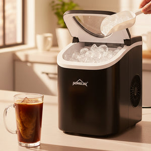Eiswürfelmaschine 1,4 L Ice Maker, 2 wählbare Eiswürfelgrößen, 9 Eiswürfel in 6 Minuten, Selbstreinigungsfunktion Schwarz