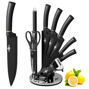 Hochwertiges 8-teiliges Messer Set mit Roségold-Akzenten – Modern und funktional
