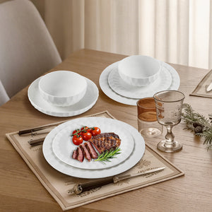 24-teiliges Keramik-Tafelgeschirr-Set für 6 Personen in elegantem Relief-Design, spülmaschinenfest