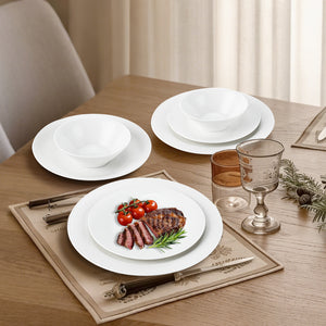 24-teiliges Keramik-Geschirrset für 6 Personen, spülmaschinenfest, modernes Rillendesign