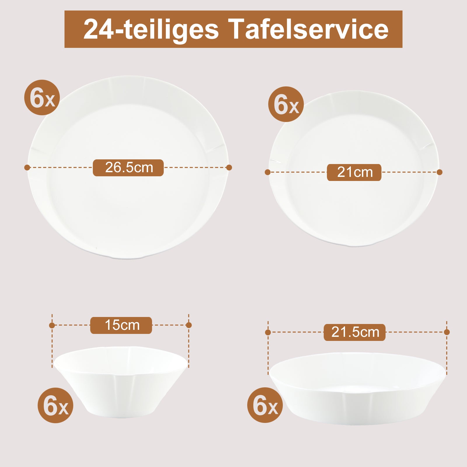 Elegantes 24-teiliges Keramik-Kombiservice für 6 Personen – stilvoll, langlebig und alltagstauglich