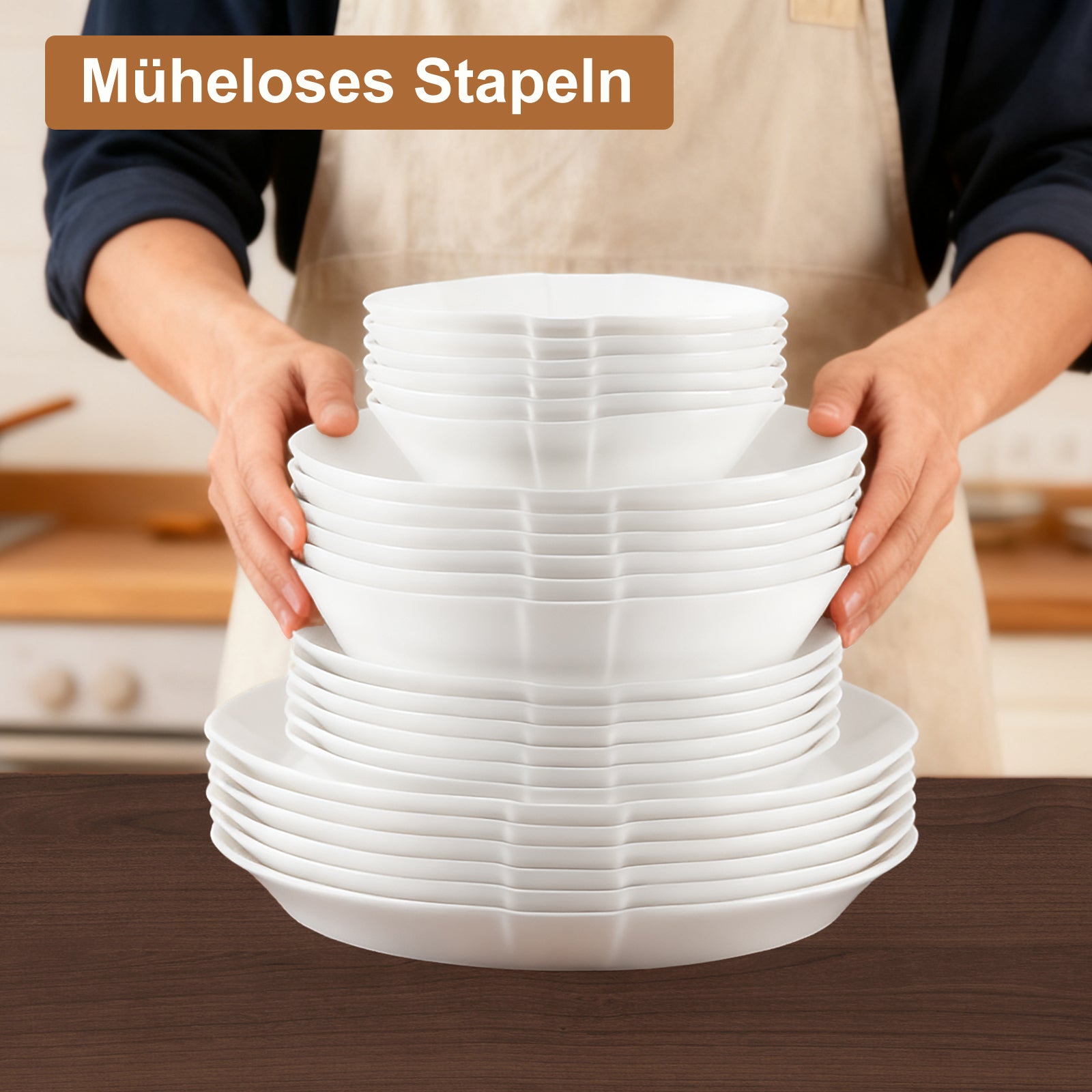 Elegantes 24-teiliges Keramik-Kombiservice für 6 Personen – stilvoll, langlebig und alltagstauglich