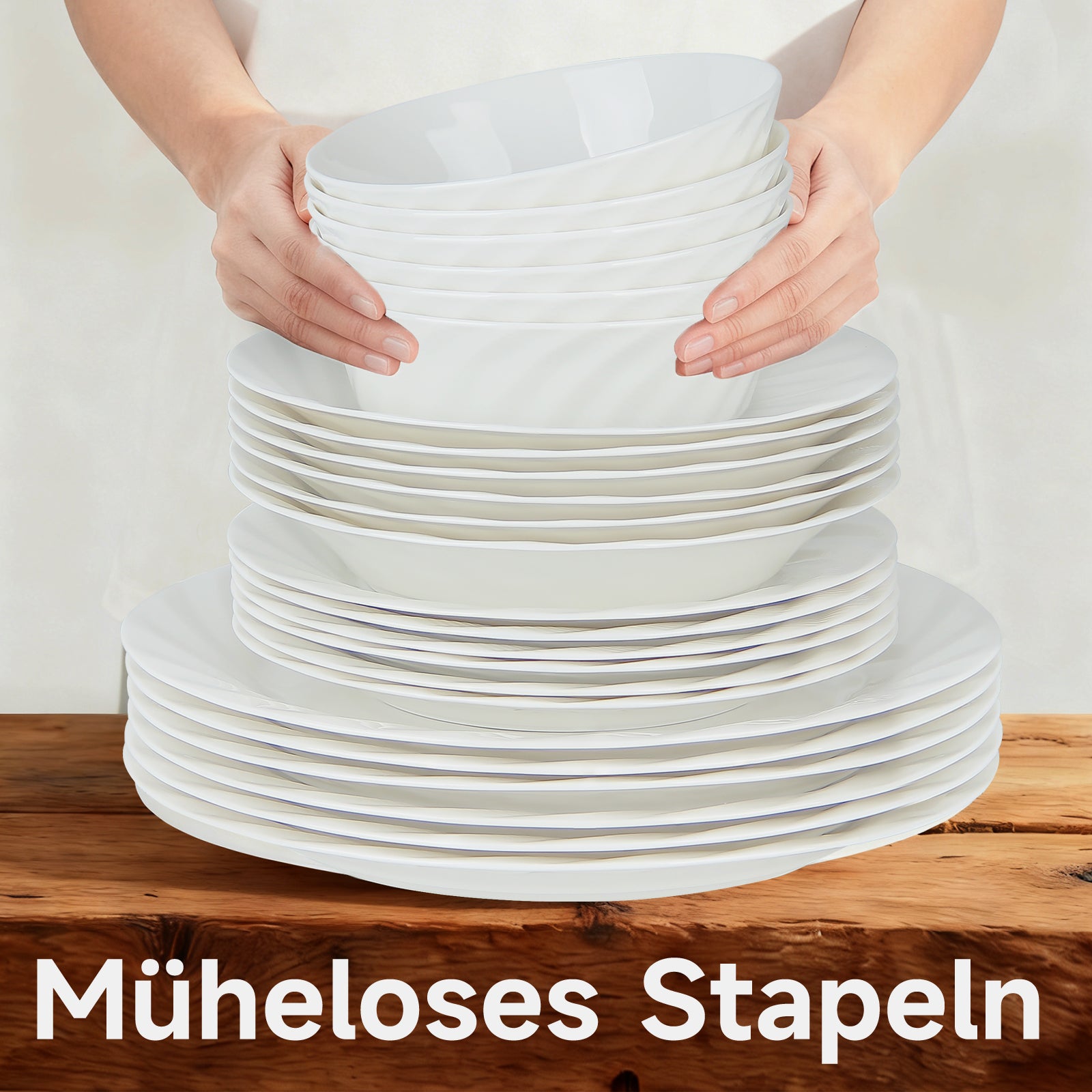24-teiliges Keramik-Tafelservice für 6 Personen – elegantes, stapelbares Geschirrset