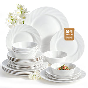 24-teiliges Keramik-Tafelservice für 6 Personen – elegantes, stapelbares Geschirrset