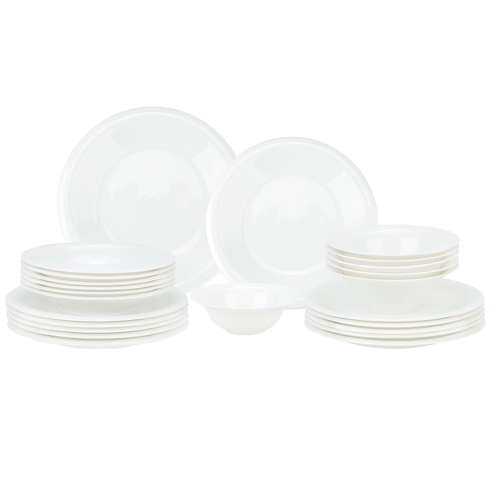 Hochwertiges 24-teiliges Keramik-Tafelservice in Weiß zeitloses Design für 6 Personen