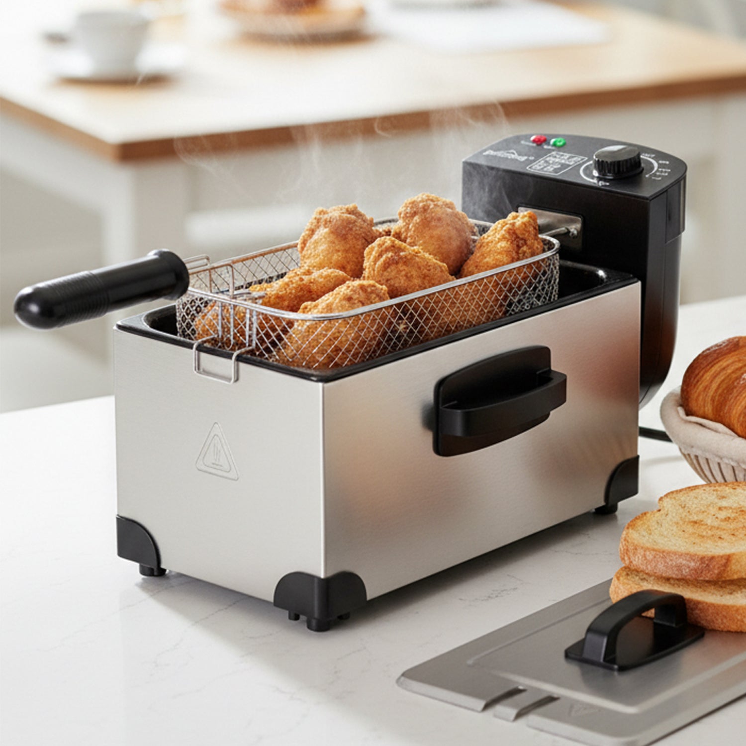 HOMELUX Friteuse 3 L 2000W fritteuse mit öl, Temperaturregler, Edelstah fritteuse mit Fett & Öl, Deep Fryer, Elektrische Fritteuse