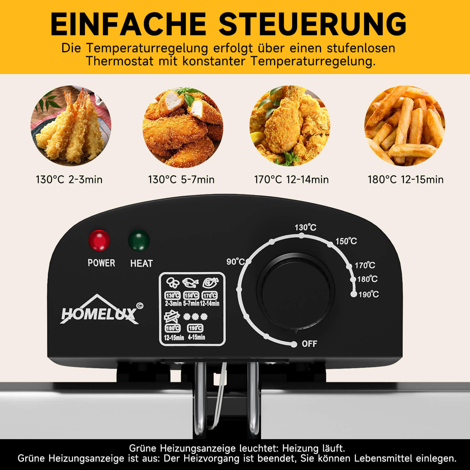 Doppel-Fritteuse 5L Edelstahl, 2000W, 0-190°C, für große Familien, 3 Körbe, einfache Reinigung, Sichtfenster-Deckel