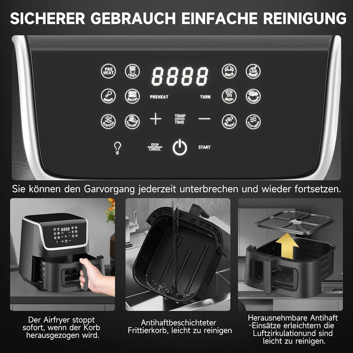 Scheffler XXL 5,5L Airfryer: 1800 Watt, 12 Programme