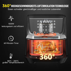 800 Watt XXL von Scheffler: Airfryer 5,5L, 12 Programme, Schutz