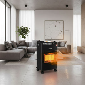 HOMELUX gas heater 4200W with hose and pressure reducer, infrared ceramic burner, for butane or propane gas bottles up to 15kg 