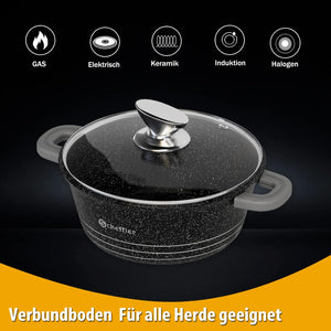 Non-stick coating cooking pot cast aluminum glass lid induction glass lid casserole dish