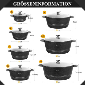 Non-stick coating cooking pot cast aluminum glass lid induction glass lid casserole dish
