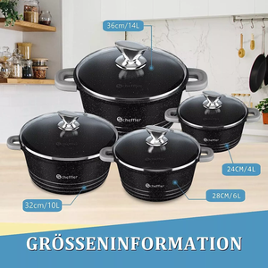 Topf-Set Kochtopf Set Induktions Antihaftbeschichtung Töpfe Set mit Glasdeckel