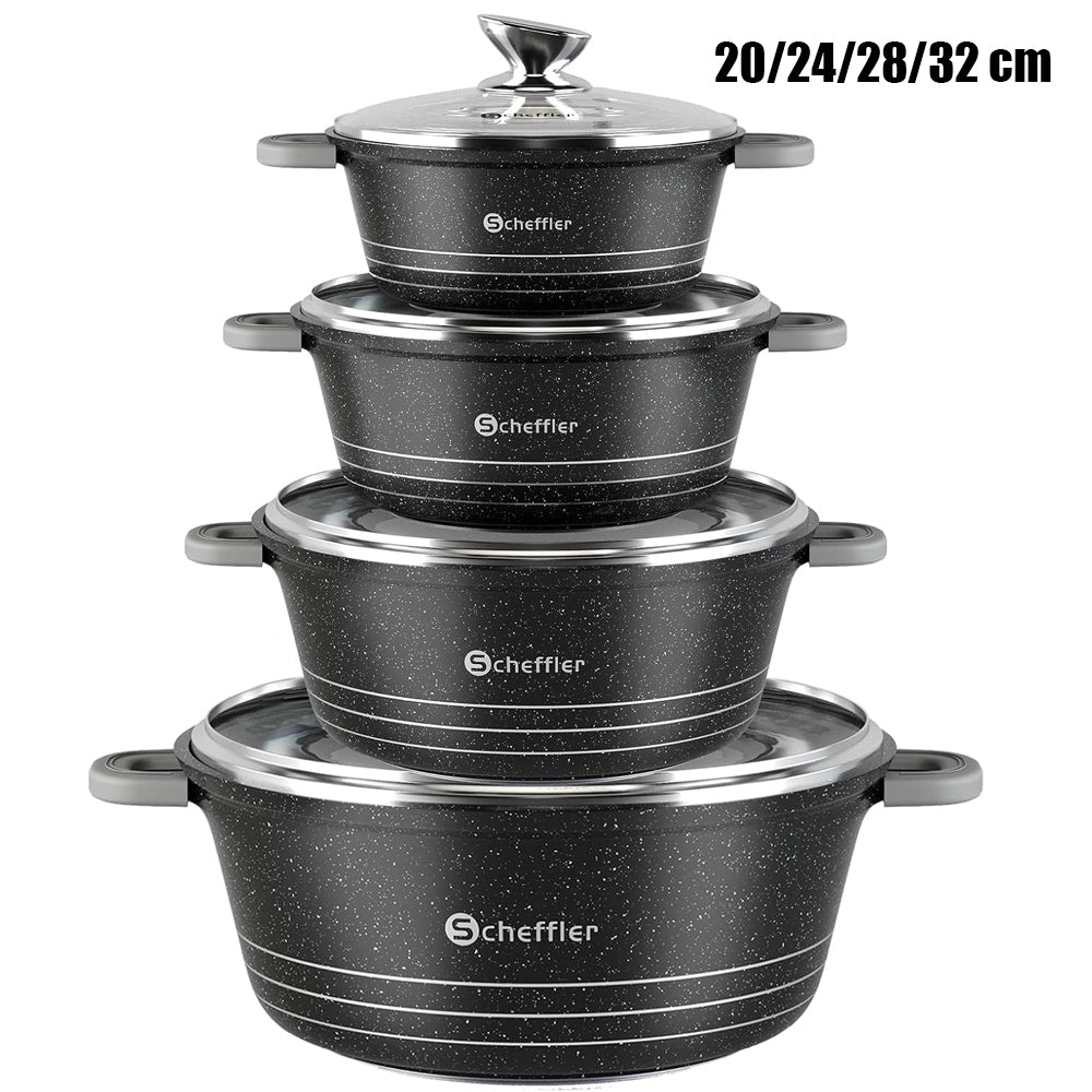 Topf-Set Kochtopf Set Induktions Antihaftbeschichtung Töpfe Set mit Glasdeckel