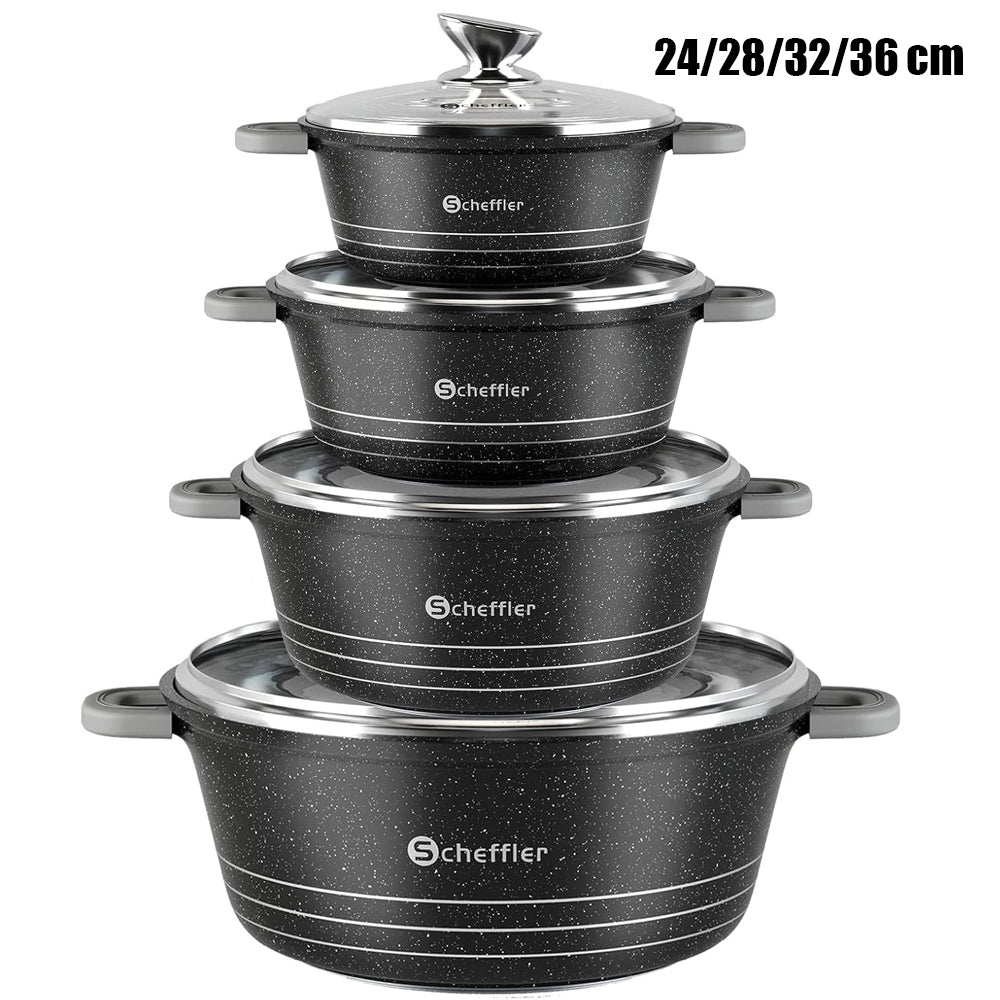 Topf-Set Kochtopf Set Induktions Antihaftbeschichtung Töpfe Set mit Glasdeckel