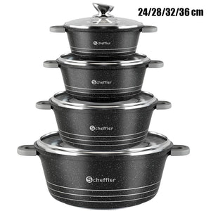 Topf-Set Kochtopf Set Induktions Antihaftbeschichtung Töpfe Set mit Glasdeckel