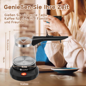 Elektrischer Türkischer Kaffeekocher 600W 0,5L Glas Mokkakocher Espressokocher