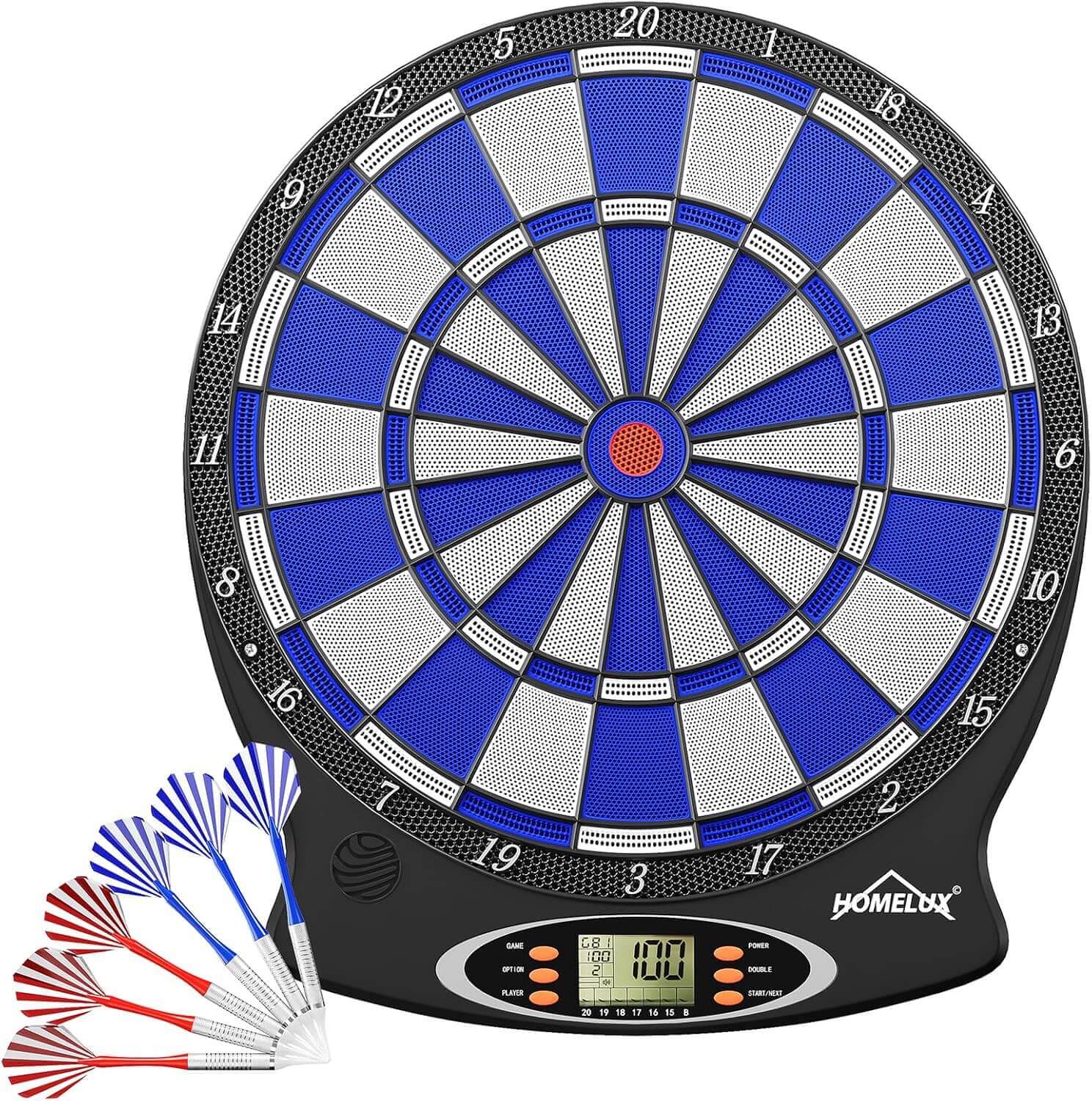 Elektronische Dartscheibe Profi, Elektronisch Dartboard mit 6 Darts + 60 Dartköpfe , innovativer Dartautomat mit 18 Spielen & 159 Variationen