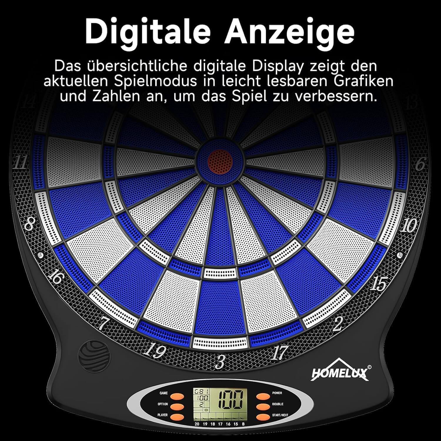 Elektronische Dartscheibe Profi, Elektronisch Dartboard mit 6 Darts + 60 Dartköpfe , innovativer Dartautomat mit 18 Spielen & 159 Variationen