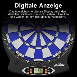 Elektronische Dartscheibe Profi, Elektronisch Dartboard mit 6 Darts + 60 Dartköpfe , innovativer Dartautomat mit 18 Spielen & 159 Variationen
