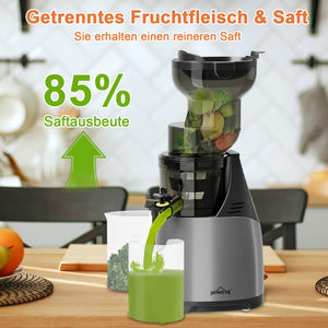 HOMELUX Slow Juicer Entsafter, 140mm XXL Einfüllschacht für ganze Früchte, 150W Kaltpresse Saftpresse, Hohe Saftausbeute