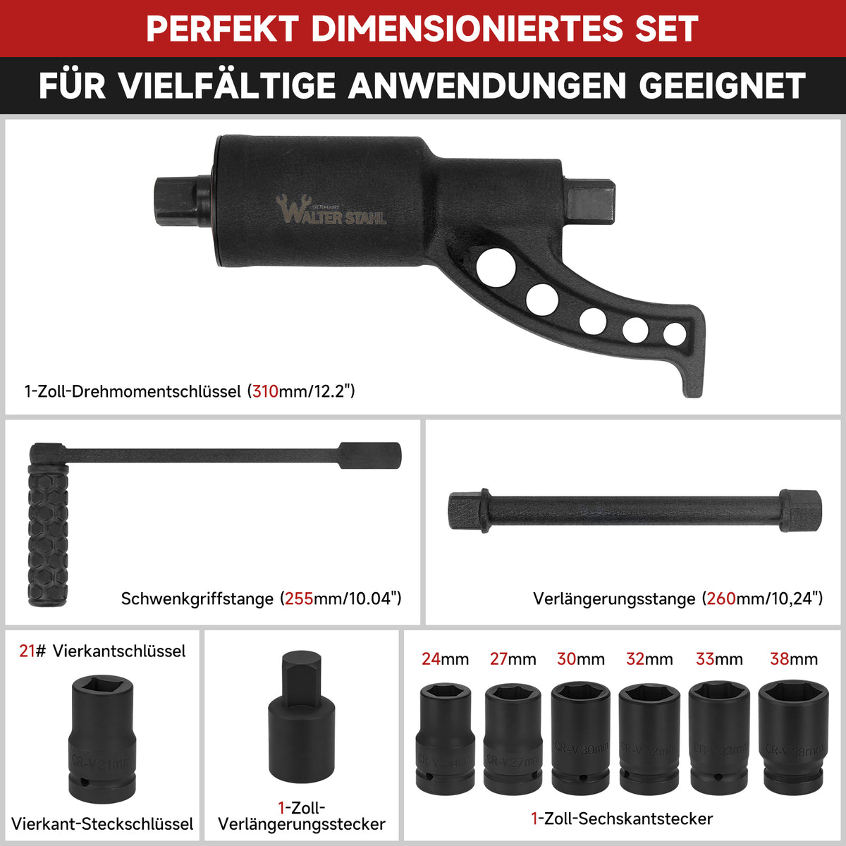 11-teilig Drehmomentvervielfältiger 4800 Nm 1:64 Drehmomentverstärker Radmutternschlüssel Lkw Werkzeug-Set mit Koffer