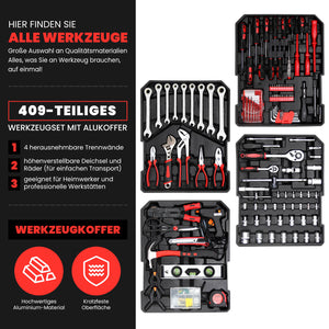 Werkzeugkoffer 409-tlg, Aluminiumkoffer