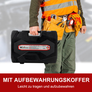 172-teiliger Steckschlüsselsatz zollig, Chrom-Vanadium-Stahl Knarrenkasten mit 1/4, 3/8 & 1/2 Zoll Ratschen im Werkzeugkoffer