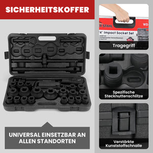 26-tlg. 3/4" Schlagschrauber Steckschlüsselsatz Cr-Mo SAE | Kraftnuss-Set für LKW & Traktoren