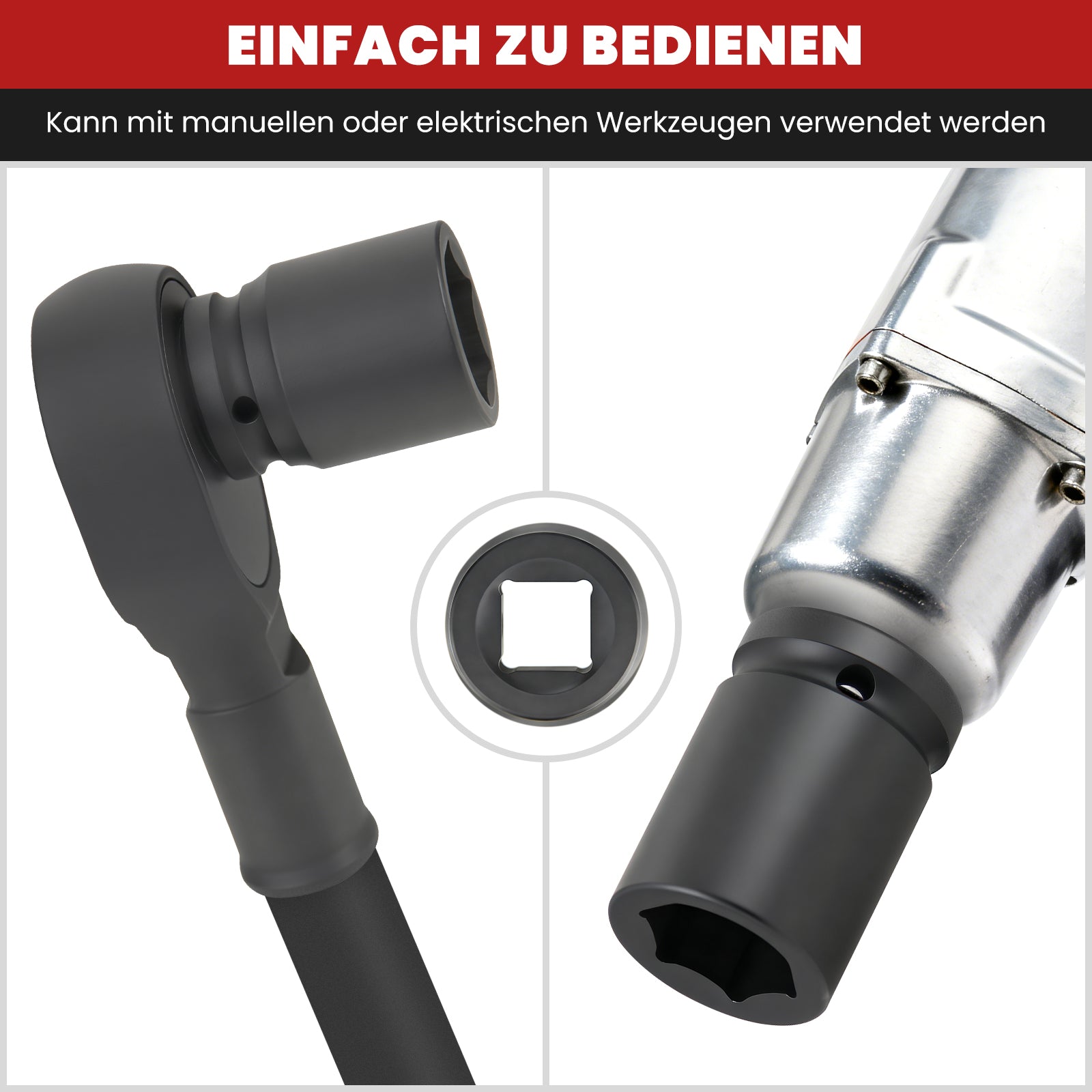 26-tlg. 3/4 Zoll Schlagschrauber Steckschlüsselsatz Cr-Mo SAE mit Zubehör für LKW, Traktoren und US-Fahrzeuge