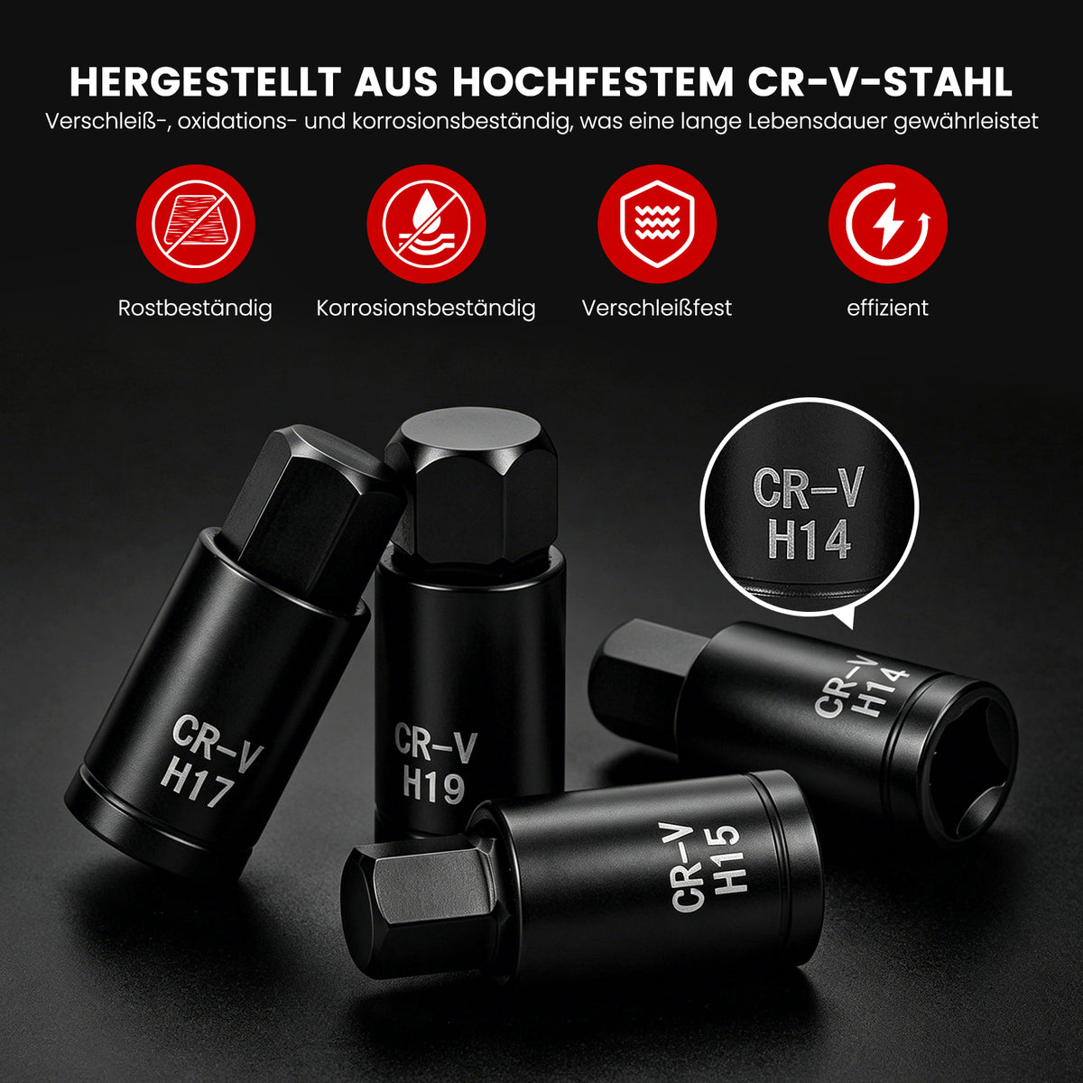 107-tlg. Schlagsteckschlüsselsatz 1/4" 3/8" 1/2" | CR-V Stahl | Torx, E-Torx & Sechskant Bit-Stecknüsse im robusten Koffer