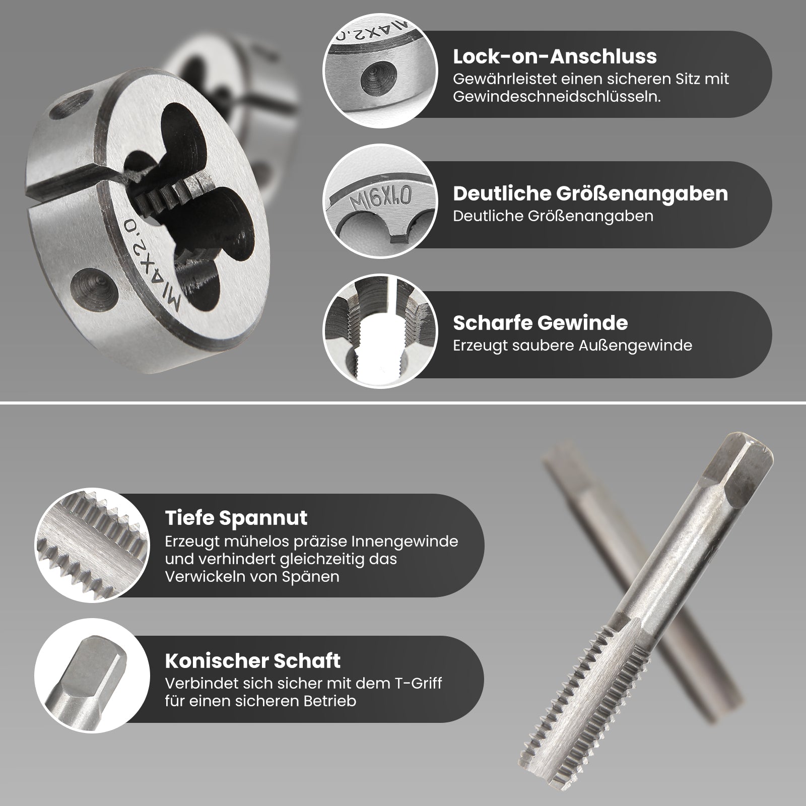 110-teiliges metrisches Gewindeschneid-Set für präzise Innen- und Außengewinde aus gehärtetem Stahl