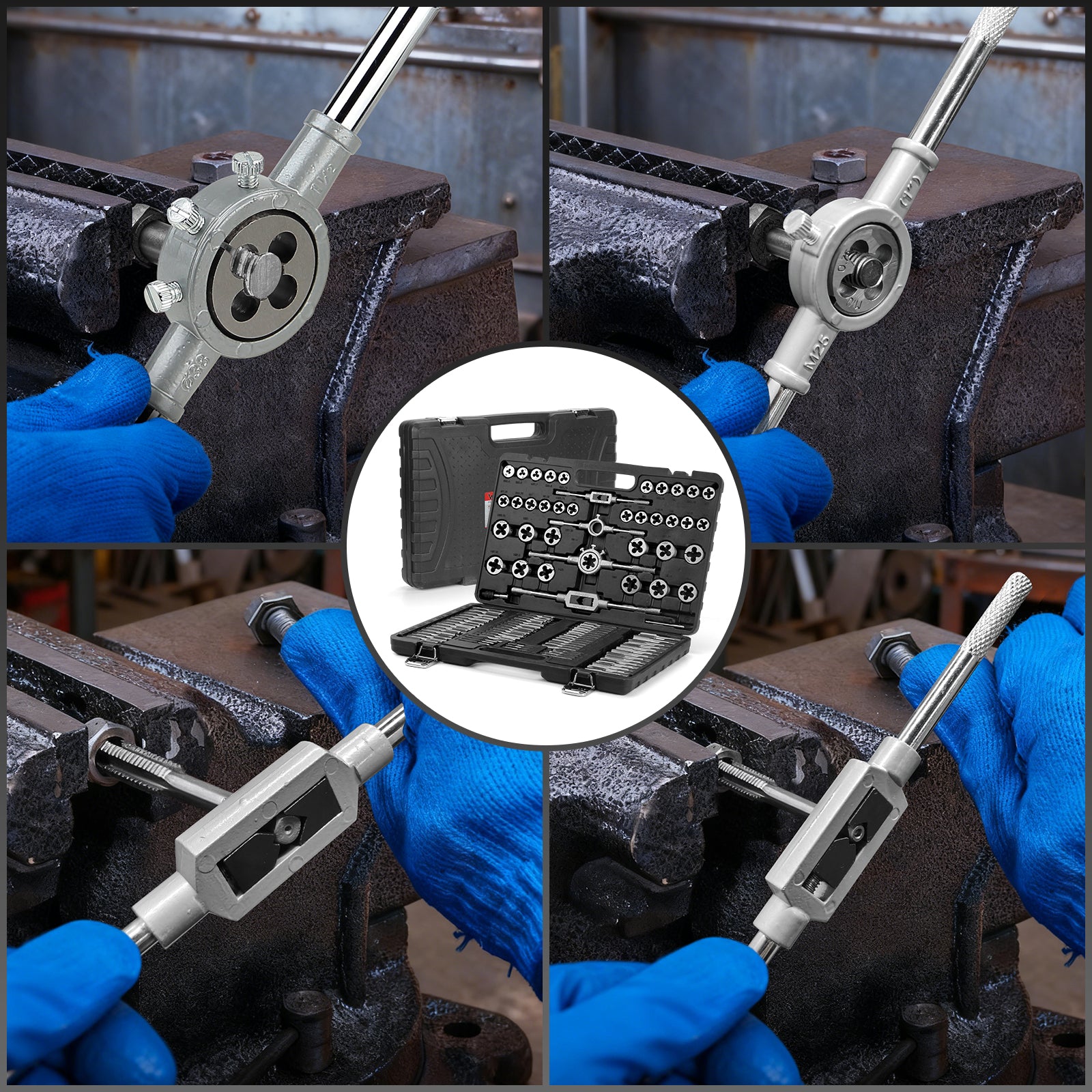 110-teiliges metrisches Gewindeschneid-Set für präzise Innen- und Außengewinde aus gehärtetem Stahl