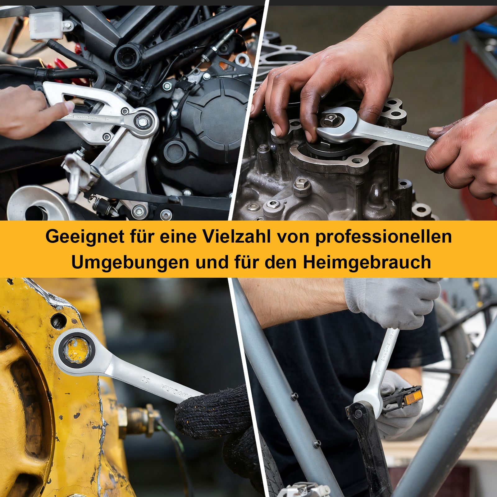 22-teiliges Profi Ringmaul-Ratschenschlüssel-Set aus Chrom-Vanadium-Stahl mit 72-Zahn-Ratsche, metrisch, im stabilen Koffer