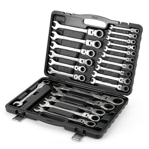 22 tlg. Gelenk Ratschenschlüssel Set 6-32mm Flexibel 72 Zähne Chrom Vanadium Knarrenschlüssel im Koffer