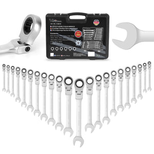 22 tlg. Gelenk Ratschenschlüssel Set 6-32mm Flexibel 72 Zähne Chrom Vanadium Knarrenschlüssel im Koffer