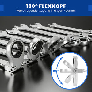22 tlg. Gelenk Ratschenschlüssel Set 6-32mm Flexibel 72 Zähne Chrom Vanadium Knarrenschlüssel im Koffer