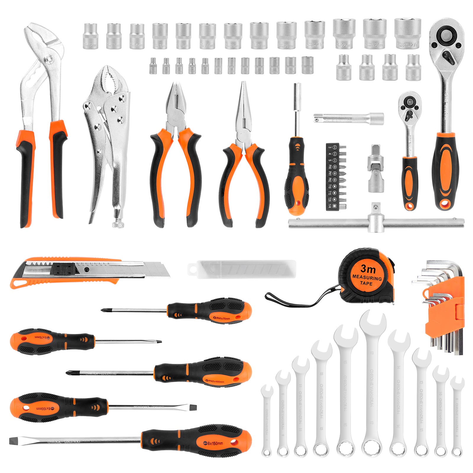 85-teiliges Profi-Werkzeugset mit Ratschen