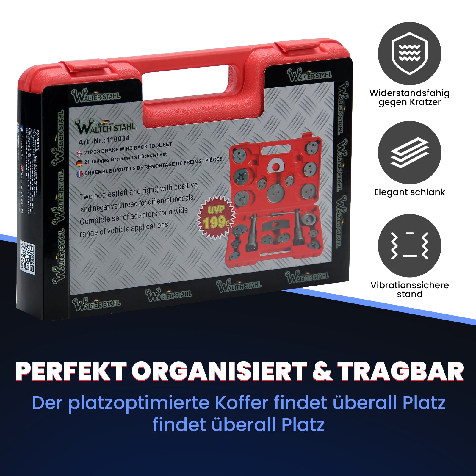 21 tlg. Universal Bremskolbenrücksteller Set Bremssattel Kolben Wind Zurück Tool Kit