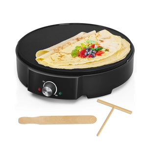 HOMELUX Crêpe Maker 1200W Vielseitig & effizient! Stufenlose Temperaturregelung, Antihaftbeschichtung, praktisches Zubehör, einfache Reinigung