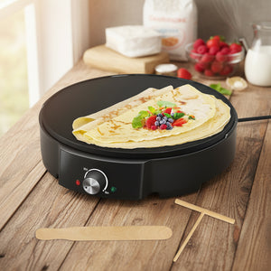 HOMELUX Crêpe Maker 1200W Vielseitig & effizient! Stufenlose Temperaturregelung, Antihaftbeschichtung, praktisches Zubehör, einfache Reinigung