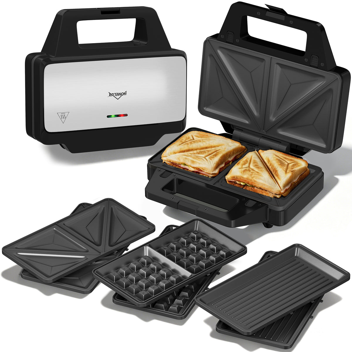HOMELUX 3in1 Sandwich Maker 1000W Sandwich Toaster Waffle Iron Contact Grill