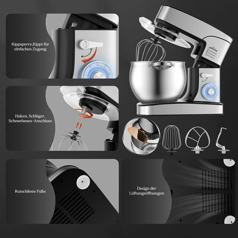 HOMELUX 12L Profi-Standmixer 2500W, Edelstahl, 6 Stufen & leise ≤75dB – Ideal für Großfamilien & Bäcker