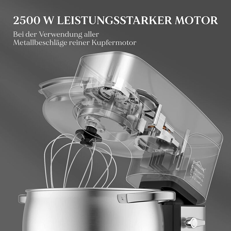 HOMELUX 12L Profi-Standmixer 2500W, Edelstahl, 6 Stufen & leise ≤75dB – Ideal für Großfamilien & Bäcker