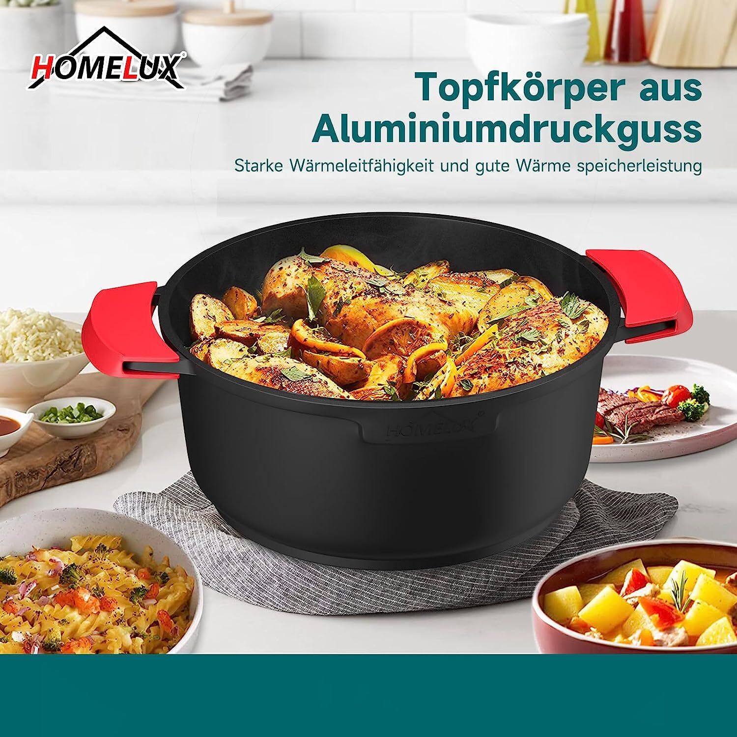 Induction cooking pot 24/28cm pot non-stick coating, for all types of stoves 4L/6L 