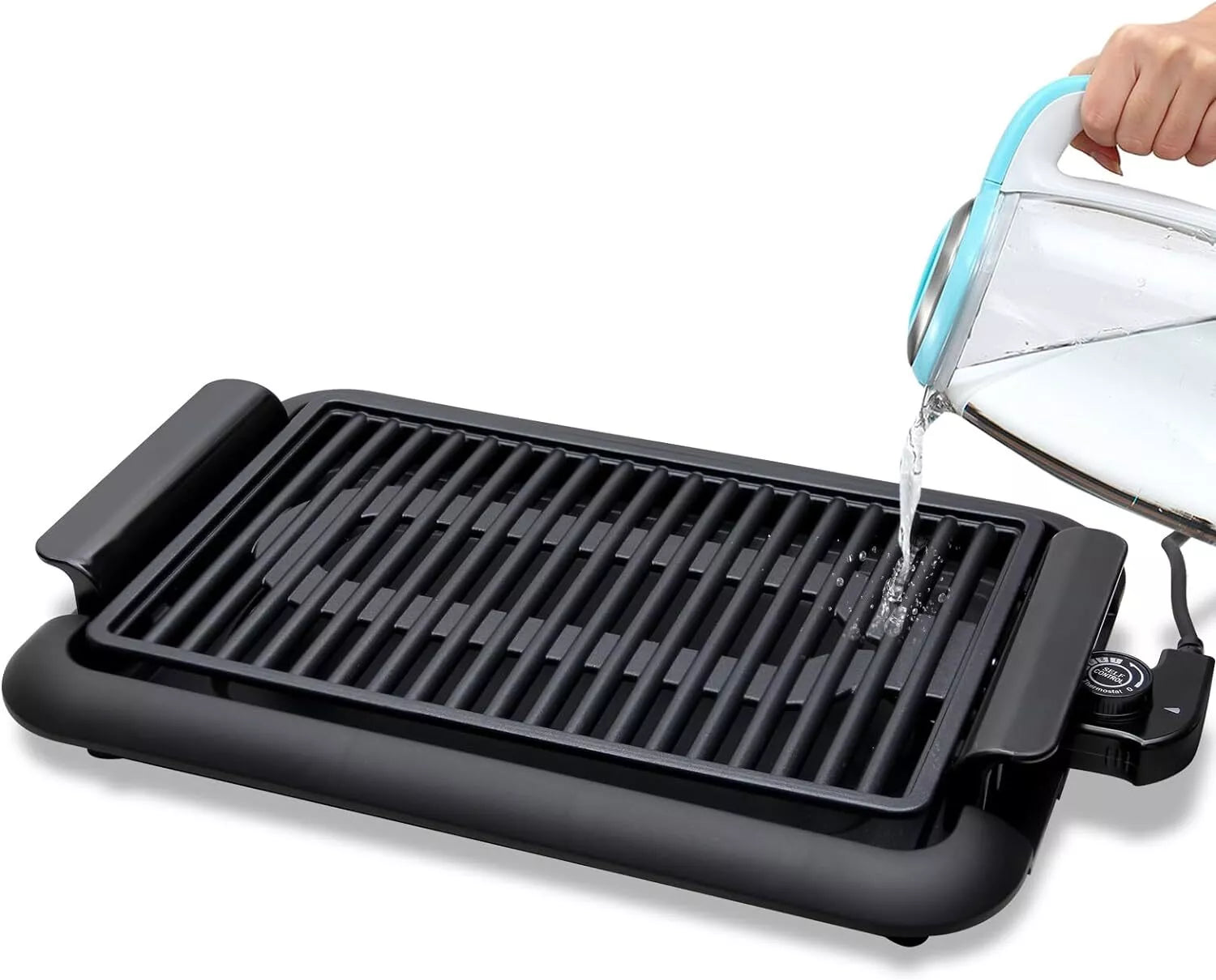 Scheffler Elektrogrill 1200W Balkon & tragbar, rauchfrei. BBQ Grill 38x25cm Schnellheizung sicheres Kochen konstante Temperatur leicht zu reinigen