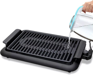 Scheffler Elektrogrill 1200W Balkon & tragbar, rauchfrei. BBQ Grill 38x25cm Schnellheizung sicheres Kochen konstante Temperatur leicht zu reinigen