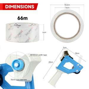 Packing tape hand dispenser including 2 rolls of adhesive tape Transparent adhesive tape dispenser 