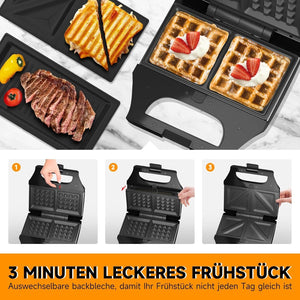 HOMELUX 3-in-1 Sandwichmaker – für stressfreies Kochen von Snacks und Mahlzeiten.