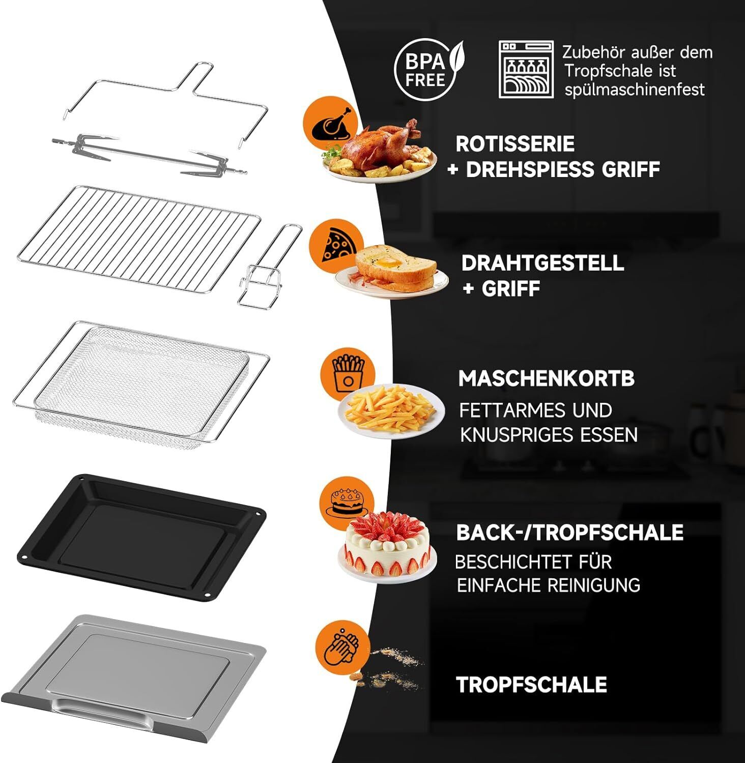 Heißluftfritteuse mit 5,5L Kapazität – Für bis zu 8 Portionen auf einmal